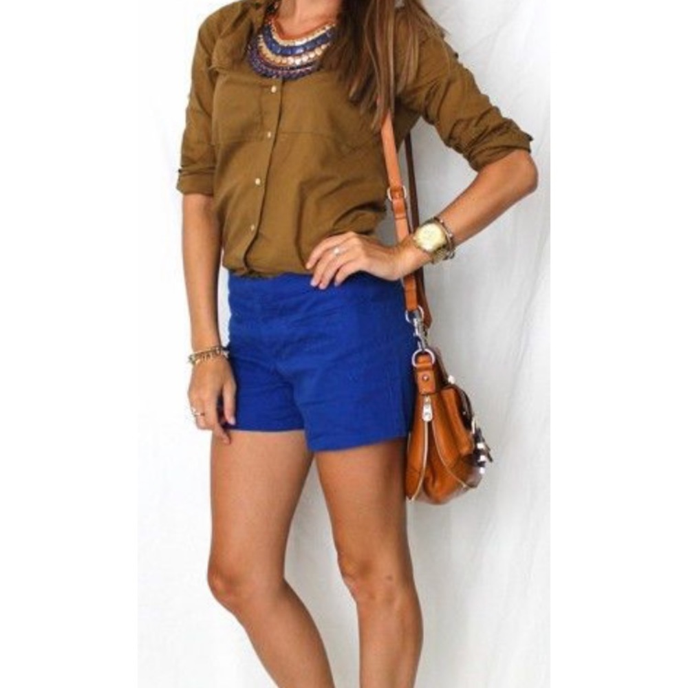 J Crew Cobalt Chino Short.